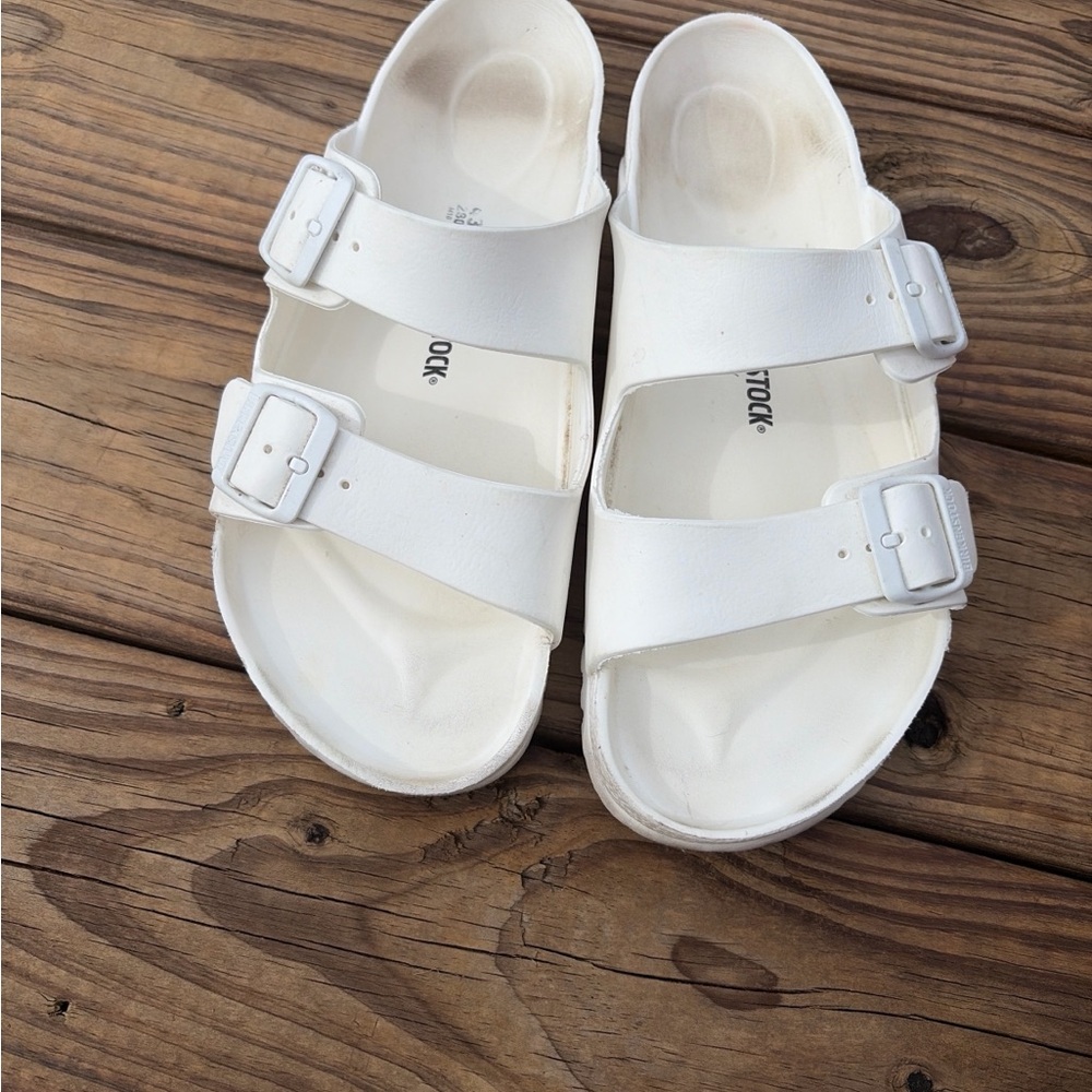 Birkenstock White Dual-Buckle EVA Slide Sandals